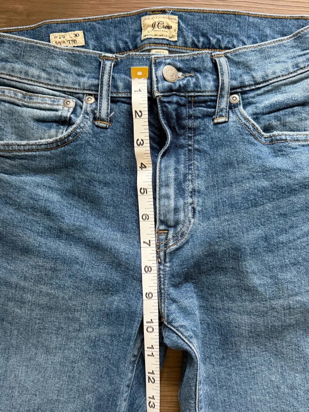 J.Crew 770 Stretch Jeans Mens 29x30 Straight Fit Tapered Blue Denim